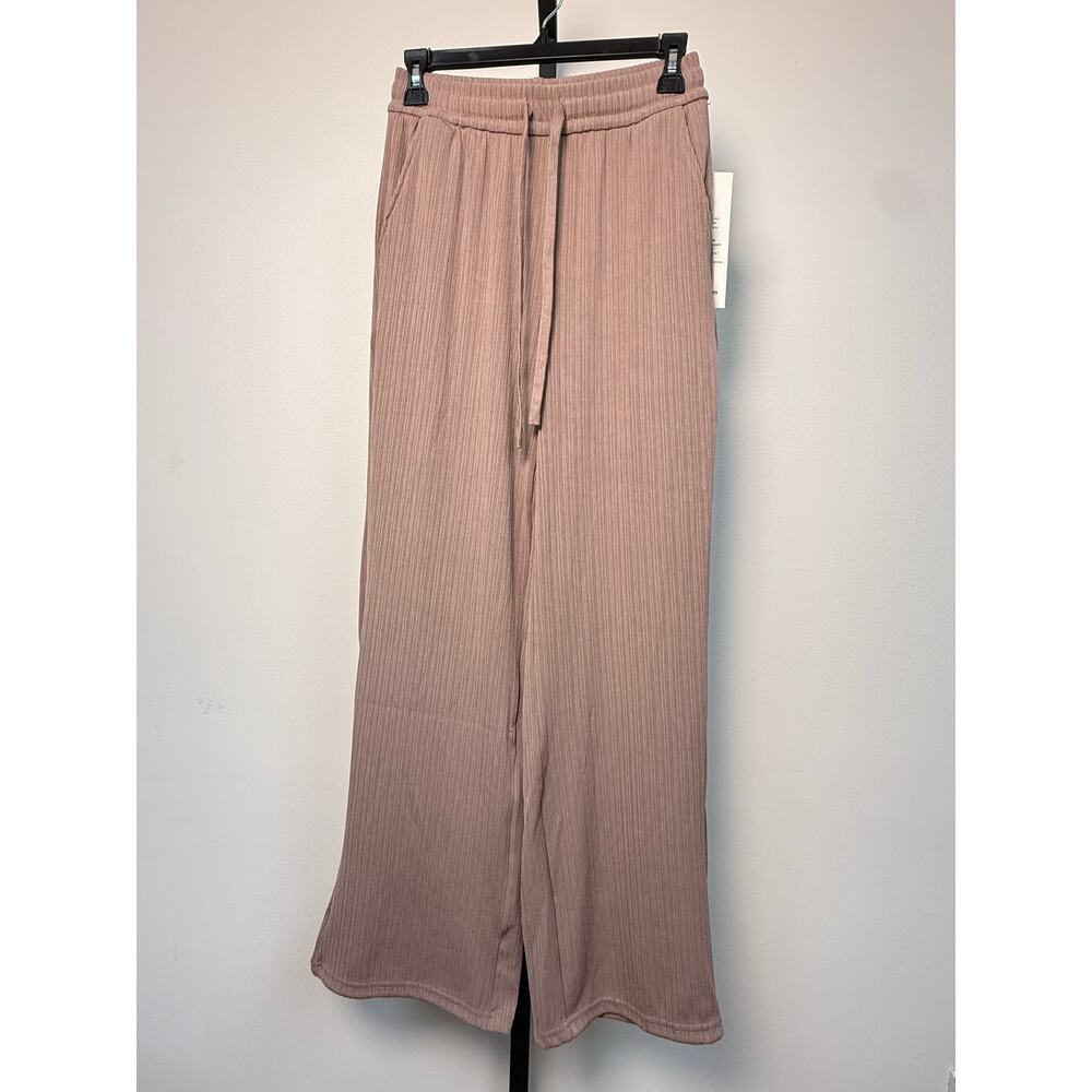 Ribbed High-rise Drawstring Wide Leg Pants - Picture 4 of 8